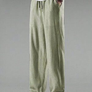 Manfinity Hypemode Pantalon ample pour hommes, taille élastique avec cordon de serrage et jambes droites, couleur unie