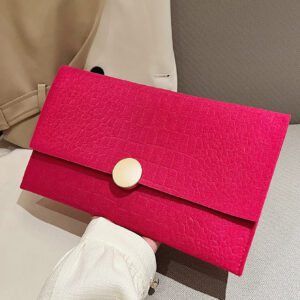 Sac de dîner de luxe, sac de soirée glamour, élégant, exquis, silencieux Sac carré à rabat en relief de crocodile rose fluo de luxe Sac carré pour dame, femme, pour fêtarde, mariée Parfait pour la fête, mariage, bal, dîner/banquet, dîner/banquet, meilleur Cadeau pour les femmes maman enseignante amie demoiselle d’honneur