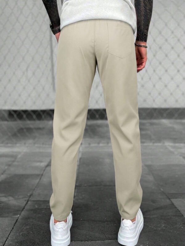 Manfinity Homme Pantalon casual ample et droit avec cordon de serrage à la taille et poches, couleur unie pour hommes – Image 7