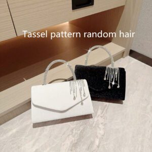 Sac botte léger, décontracté d'affaires avec décoration de strass, mini design à cordon. Sac transparent avec perles fausses, sac de soirée élégant et raffiné. Luxe discret avec strass, parfait pour les fêtes, les femmes, les mariées. Idéal pour les fêtes, les dîners/banquets, les tenues de Noël et du Nouvel An. S'assortit parfaitement avec les robes de fête pour femmes.