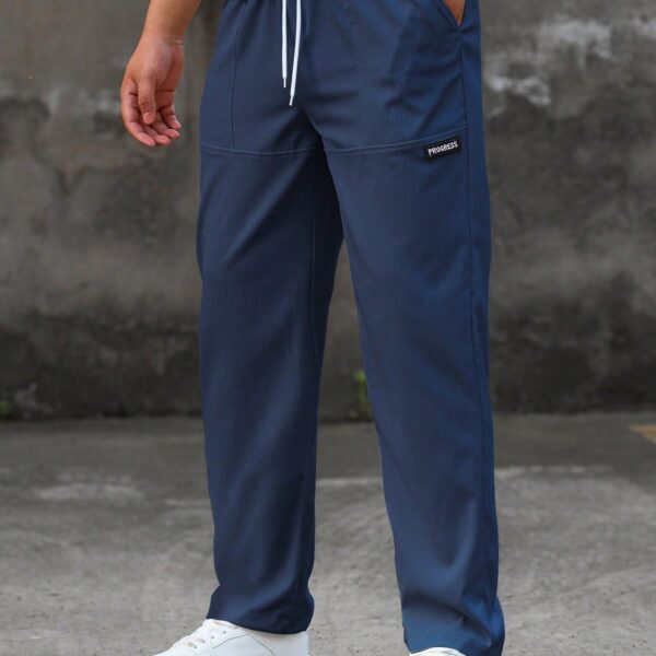 Manfinity Homme Pantalon Pour Homme À Jambe Droite Ample Avec Patchs De Lettres Et Taille À Cordon