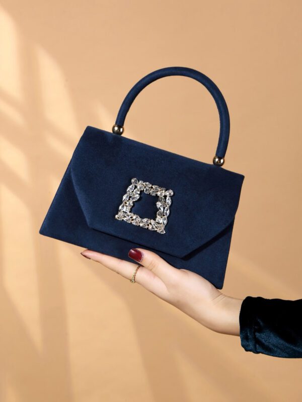 Sac seau décoré de strass, style décontracté d'affaires, conception à cordon coulissant, sac transparent avec perles, sac de soirée glamour, élégant, exquis, luxe discret avec strass, parfait pour la fête, le dîner/banquet, le réveillon de Noël, femme, mariée – Image 2