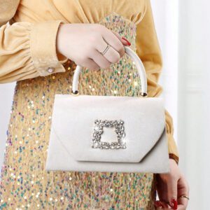 Sac seau décoré de strass, style décontracté d'affaires, conception à cordon coulissant, sac transparent avec perles, sac de soirée glamour, élégant, exquis, luxe discret avec strass, parfait pour la fête, le dîner/banquet, le réveillon de Noël, femme, mariée