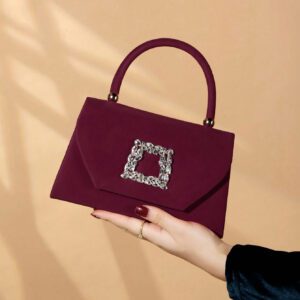 Sac seau décoré de strass, style décontracté d'affaires, conception à cordon coulissant, sac transparent avec perles, sac de soirée glamour, élégant, exquis, luxe discret avec strass, parfait pour la fête, le dîner/banquet, le réveillon de Noël, femme, mariée
