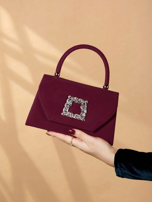 Sac seau décoré de strass, style décontracté d'affaires, conception à cordon coulissant, sac transparent avec perles, sac de soirée glamour, élégant, exquis, luxe discret avec strass, parfait pour la fête, le dîner/banquet, le réveillon de Noël, femme, mariée – Image 5