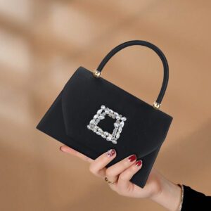 Sac seau décoré de strass, style décontracté d'affaires, conception à cordon coulissant, sac transparent avec perles, sac de soirée glamour, élégant, exquis, luxe discret avec strass, parfait pour la fête, le dîner/banquet, le réveillon de Noël, femme, mariée