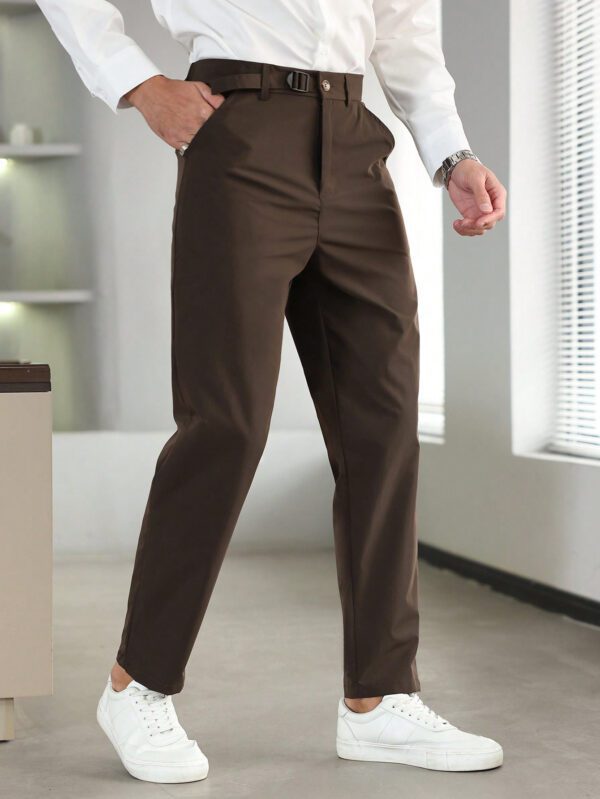 Manfinity Bizformal Pantalon décontracté classique à poche de couleur unie pour hommes