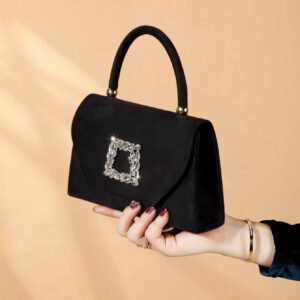 Sac seau décoré de strass, style décontracté d'affaires, conception à cordon coulissant, sac transparent avec perles, sac de soirée glamour, élégant, exquis, luxe discret avec strass, parfait pour la fête, le dîner/banquet, le réveillon de Noël, femme, mariée