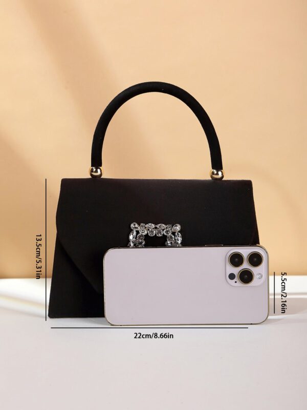 Sac seau décoré de strass, style décontracté d'affaires, conception à cordon coulissant, sac transparent avec perles, sac de soirée glamour, élégant, exquis, luxe discret avec strass, parfait pour la fête, le dîner/banquet, le réveillon de Noël, femme, mariée – Image 11