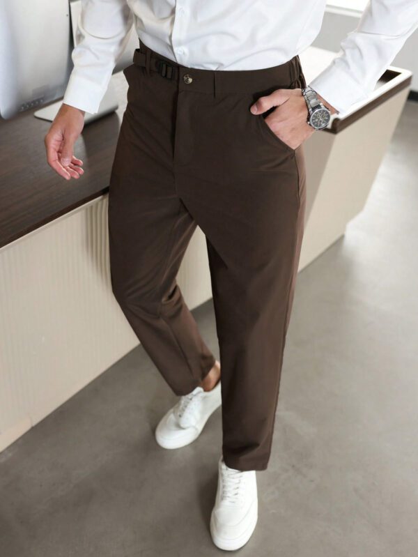 Manfinity Bizformal Pantalon décontracté classique à poche de couleur unie pour hommes – Image 7
