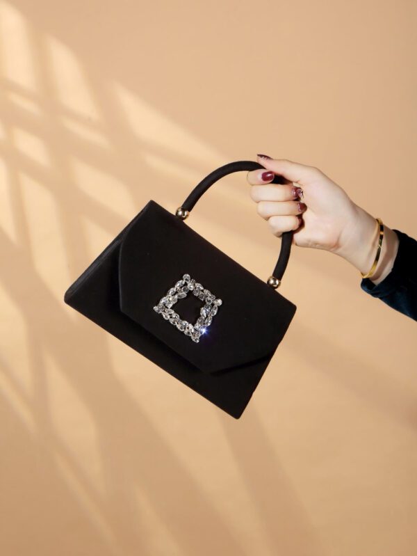 Sac seau décoré de strass, style décontracté d'affaires, conception à cordon coulissant, sac transparent avec perles, sac de soirée glamour, élégant, exquis, luxe discret avec strass, parfait pour la fête, le dîner/banquet, le réveillon de Noël, femme, mariée – Image 13