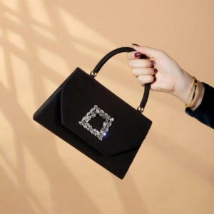 Sac seau décoré de strass, style décontracté d'affaires, conception à cordon coulissant, sac transparent avec perles, sac de soirée glamour, élégant, exquis, luxe discret avec strass, parfait pour la fête, le dîner/banquet, le réveillon de Noël, femme, mariée