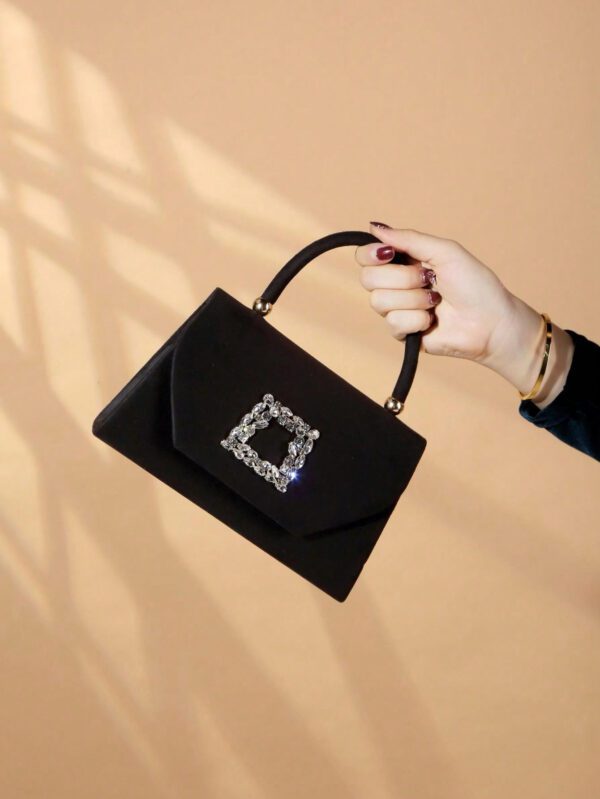 Sac seau décoré de strass, style décontracté d'affaires, conception à cordon coulissant, sac transparent avec perles, sac de soirée glamour, élégant, exquis, luxe discret avec strass, parfait pour la fête, le dîner/banquet, le réveillon de Noël, femme, mariée – Image 16