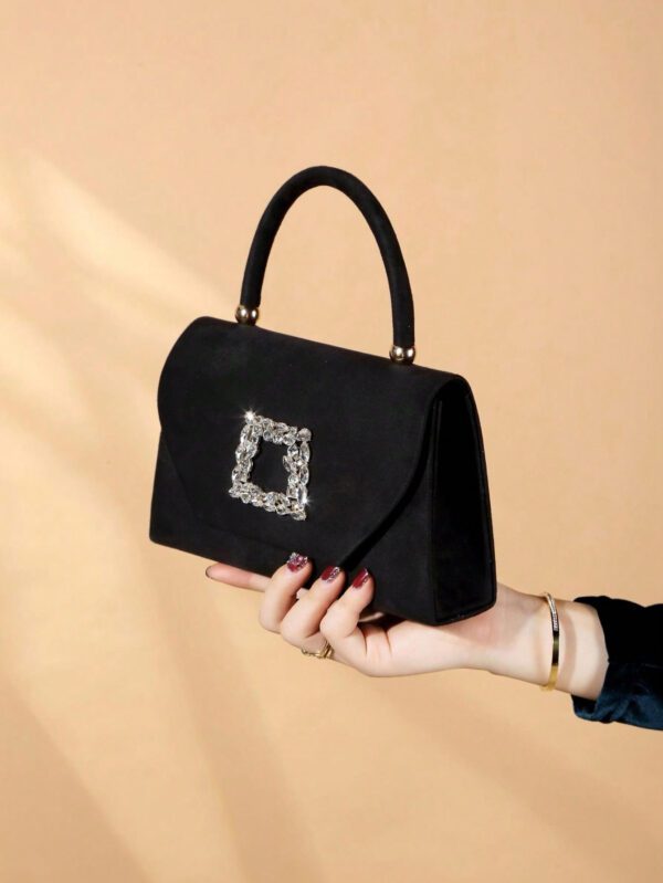 Sac seau décoré de strass, style décontracté d'affaires, conception à cordon coulissant, sac transparent avec perles, sac de soirée glamour, élégant, exquis, luxe discret avec strass, parfait pour la fête, le dîner/banquet, le réveillon de Noël, femme, mariée – Image 17