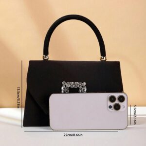 Sac seau décoré de strass, style décontracté d'affaires, conception à cordon coulissant, sac transparent avec perles, sac de soirée glamour, élégant, exquis, luxe discret avec strass, parfait pour la fête, le dîner/banquet, le réveillon de Noël, femme, mariée