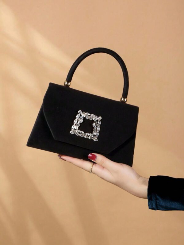 Sac seau décoré de strass, style décontracté d'affaires, conception à cordon coulissant, sac transparent avec perles, sac de soirée glamour, élégant, exquis, luxe discret avec strass, parfait pour la fête, le dîner/banquet, le réveillon de Noël, femme, mariée – Image 20
