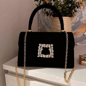 Sac seau décoré de strass, style décontracté d'affaires, conception à cordon coulissant, sac transparent avec perles, sac de soirée glamour, élégant, exquis, luxe discret avec strass, parfait pour la fête, le dîner/banquet, le réveillon de Noël, femme, mariée