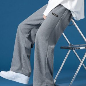 Pantalon taillé droit casual épaissi en nid d'abeille pour hommes