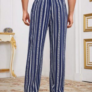 Manfinity KASUA Pantalon casual droit à taille avec cordon de serrage et poches rayées pour hommes