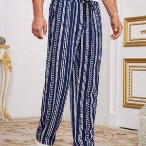 Manfinity KASUA Pantalon casual droit à taille avec cordon de serrage et poches rayées pour hommes