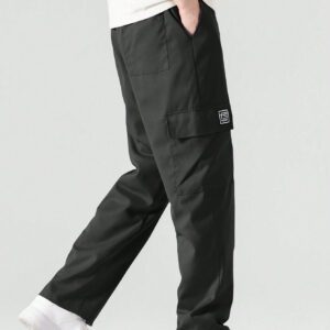 Manfinity Hypemode Pantalon Cargo Ample Pour Homme Avec Détail De Patch De Lettre, Poches À Rabat Et Cordon De Serrage Latéral À La Taille