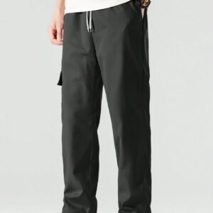 Manfinity Hypemode Pantalon Cargo Ample Pour Homme Avec Détail De Patch De Lettre, Poches À Rabat Et Cordon De Serrage Latéral À La Taille