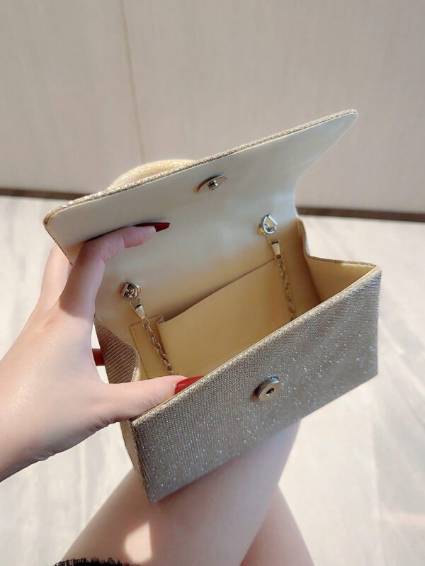 Moonlit EveBag Glamoureux, Élégant, Exquis, Luxe Calme Paillettes Square Mini Sac avec chaîne pour femme, fille, mariée avec faux perles et strass, idéal pour soirée, mariage, bal, diner/banquet – Image 10