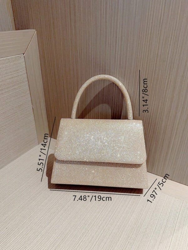 Moonlit EveBag Glamoureux, Élégant, Exquis, Luxe Calme Paillettes Square Mini Sac avec chaîne pour femme, fille, mariée avec faux perles et strass, idéal pour soirée, mariage, bal, diner/banquet – Image 15