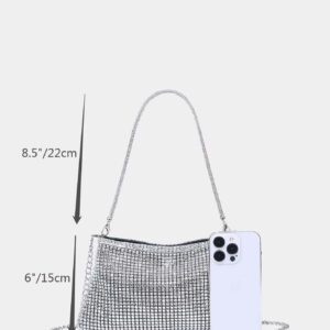 Sac seau léger, casual d'affaires avec décoration de strass, mini design à cordon coulissant, sac transparent avec perles, sac de soirée élégant et raffiné, luxe discret avec strass, parfait pour les fêtes, les dîners et les mariées