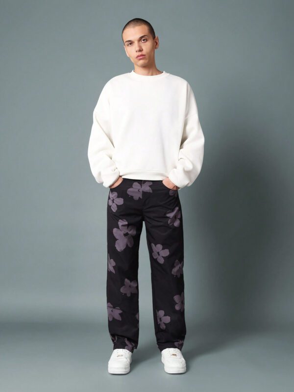 SUMWON Pantalon à coupe droite avec imprimé floral – Image 3