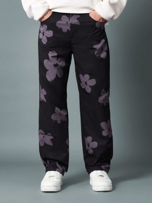 SUMWON Pantalon à coupe droite avec imprimé floral – Image 4