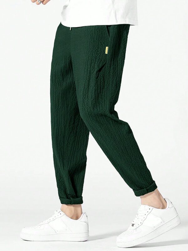 Manfinity Homme Pantalon Évasé Texturé Pour Homme Avec Détail Patché De Lettre – Image 3
