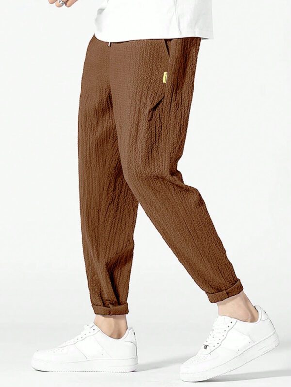 Manfinity Homme Pantalon Évasé Texturé Pour Homme Avec Détail Patché De Lettre – Image 4
