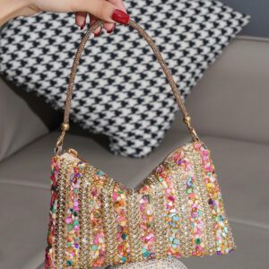 Nouveau sac à main/pochette habillé décoré de strass, sac fourre-tout pour soirée/événement, fermeture à glissière, style européen et américain, sac de soirée habillé, accessoire mode