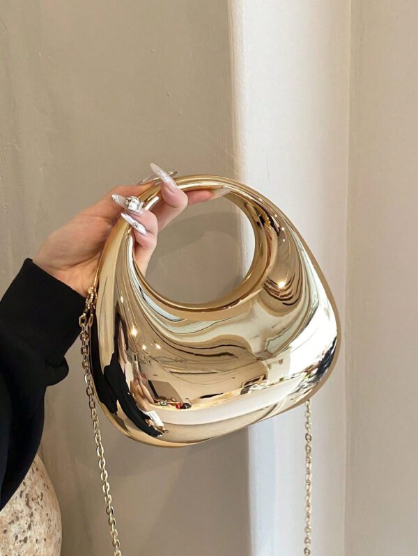 Sac seau léger et décontracté pour le bureau, décoré de strass. Design à cordon de serrage mini. Sac transparent avec perles de faux. Sac de soirée glamour, élégant, raffiné, de luxe discret avec strass. Parfait pour les fêtes, les dîners/banquets, les tenues de Noël et du Nouvel An, s'accordant parfaitement avec les robes de soirée pour femmes – Image 3