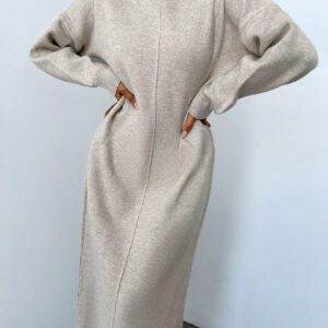 Robe Pull Unicolore Épaule tombante