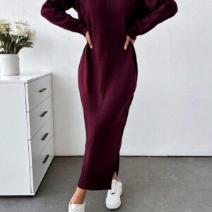 Robe Pull Unicolore Épaule tombante