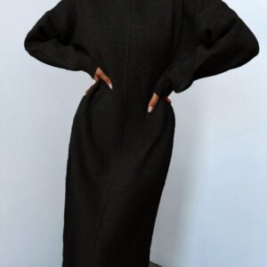 Robe Pull Unicolore Épaule tombante