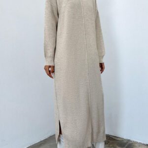Robe Pull Unicolore Épaule tombante