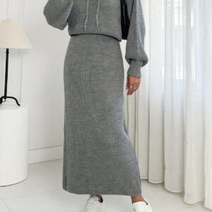 SHEIN Robe pull longue détaillée avec capuche pour femme
