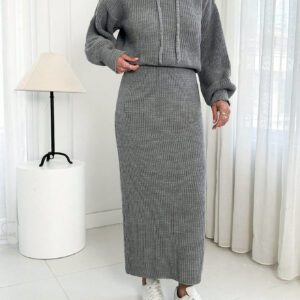 SHEIN Robe pull longue détaillée avec capuche pour femme
