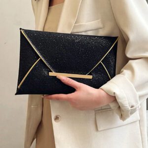 1 pièce Sac de soirée d'embrayage en PU doré, sac à main chic de style enveloppe pour le rendez-vous des dames
