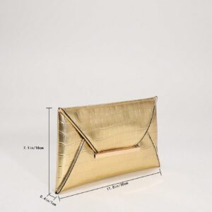 1 pièce Sac de soirée d'embrayage en PU doré, sac à main chic de style enveloppe pour le rendez-vous des dames