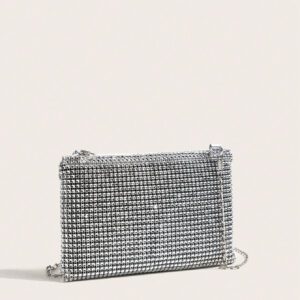 HELLO WEEKEND Sac seau léger et casual d'affaires avec décoration de strass, conception à cordon coulissant mini. Sac transparent avec sac à perles de faux. Sac de soirée glamour, élégant, exquis, de luxe discret avec strass, parfait pour les fêtes, les dîners/banquets, les robes de fête de Noël, les femmes, les mariées