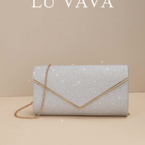 Sac de soirée glamour, élégant, exquis, de luxe discret avec sequins, sac carré à la mode avec chaîne brillante et scintillante. Sac parfait pour une soirée, un mariage, un bal de promo, un dîner/banquet, idéal pour les femmes, les jeunes filles et les mariées