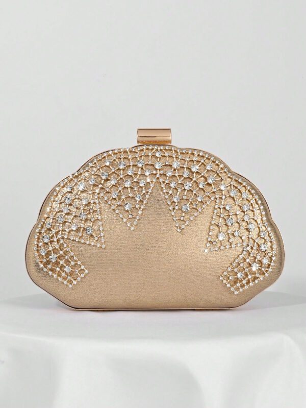Sac seau léger à décoration de strass, style décontracté d'affaires, design à cordon coulissant mini. Sac transparent avec perles fausses. Sac de soirée glamour, élégant, raffiné, de luxe discret avec strass, parfait pour les fêtes, les femmes, les mariées. Parfait pour les fêtes, dîners/banquets, tenues de fête de Noël, s'assortit parfaitement avec les tenues du Nouvel An, s'assortit excellemment avec les robes de fête pour femmes – Image 6