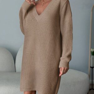 SHEIN Femmes Pulls Col V Profond Couleur Unie