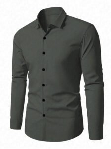 Manfinity Homme Hommes Chemise à manches longues basique simple unicolore, style printemps et automne – Image 7