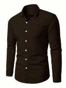 Manfinity Homme Hommes Chemise à manches longues basique simple unicolore, style printemps et automne – Image 11