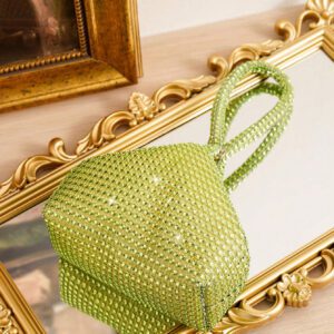 Mini sac embrassé asymétrique décoré de strass, sac de soirée, sac de fête, sac à rouge à lèvres, sac à main, petit porte-monnaie mignon, sac fourre-tout